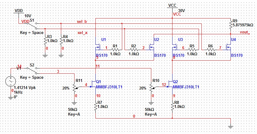 2-input cascode selector