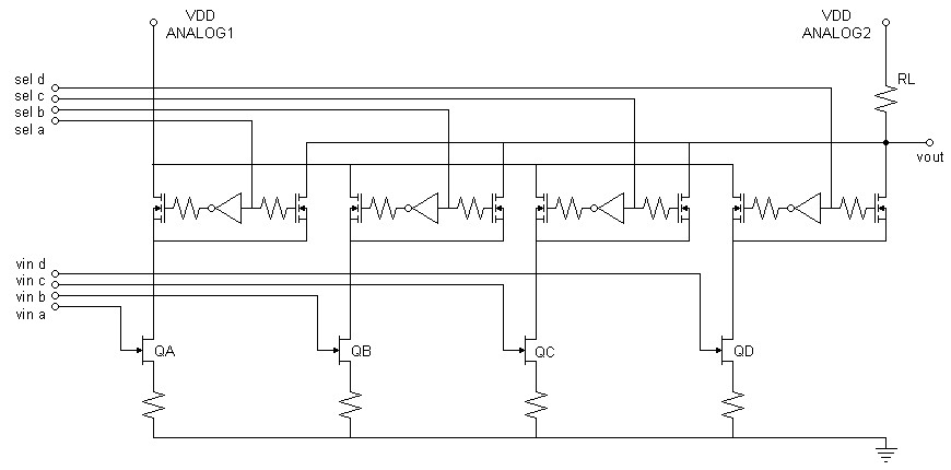 4-input cascode selector