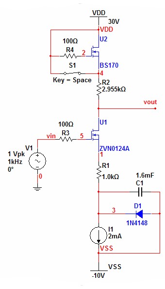 spice example - amplified voltage mirror